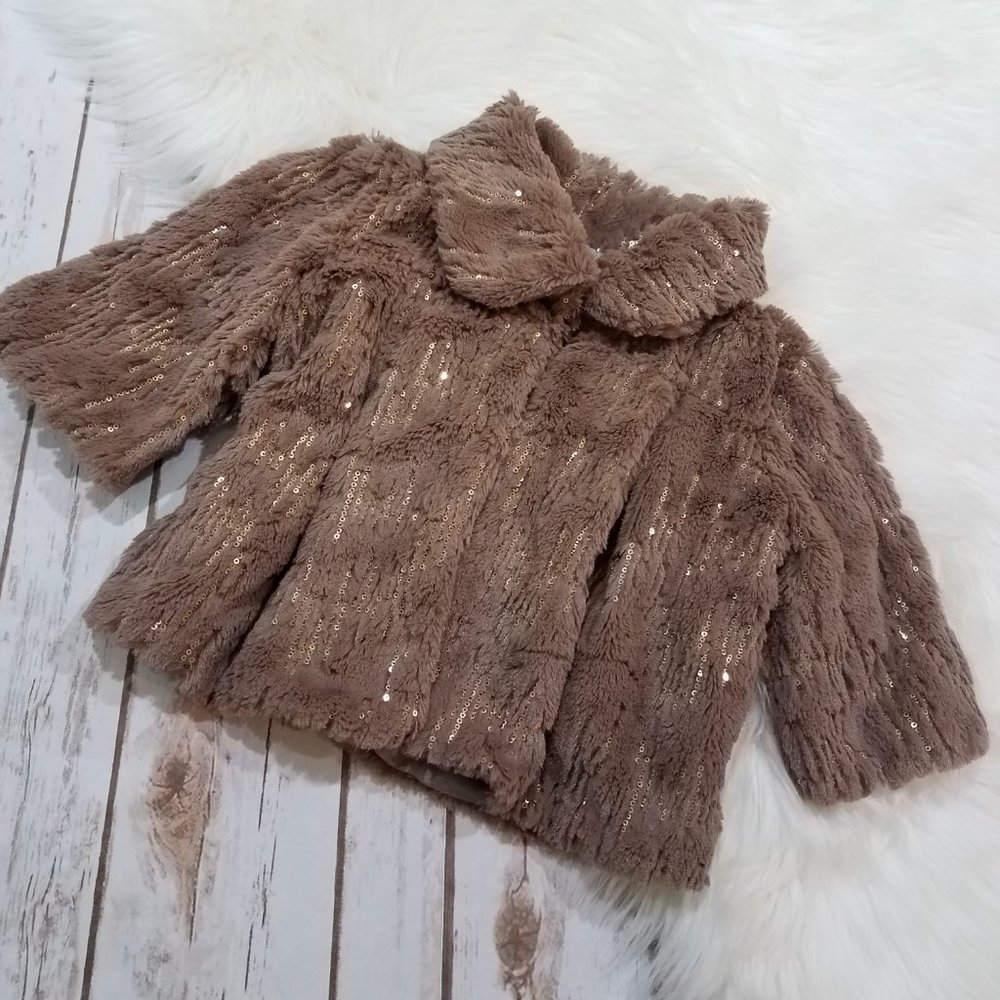 Peace of Cake Tan Faux Fur Jacket Toddler 2-4